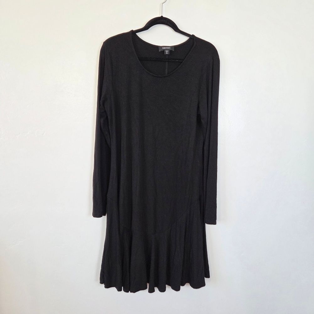 Karen Kane Jersey Knit Swing Dress Midi Long Sleeve Comfy Casual Neutral XL